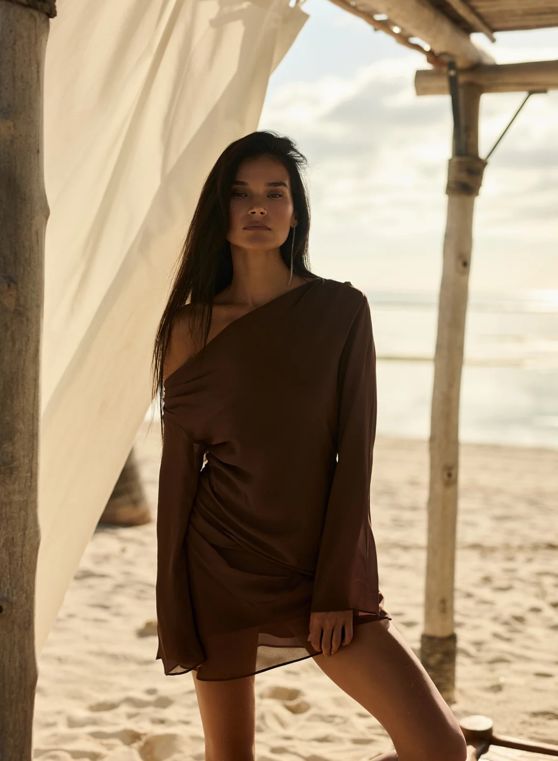 Isabelle Quinn Chloe Off Shoulder Top in Mocha