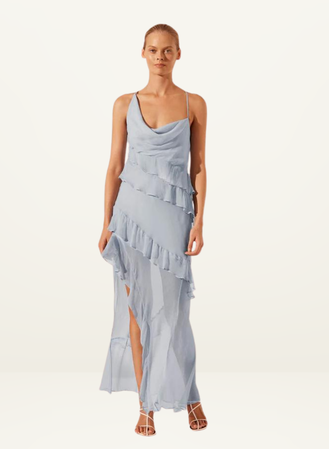 Layla Asymmetrical Ruffle Maxi Dress in SKY Shona Joy-Shona Joy-Frolic Girls