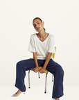 Summi Summi V Neck Tee in Vanilla