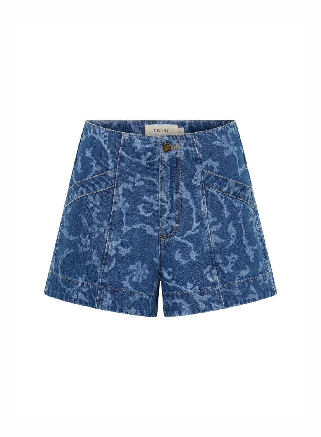 Kivari Laguana Printed Denim Short in Blue