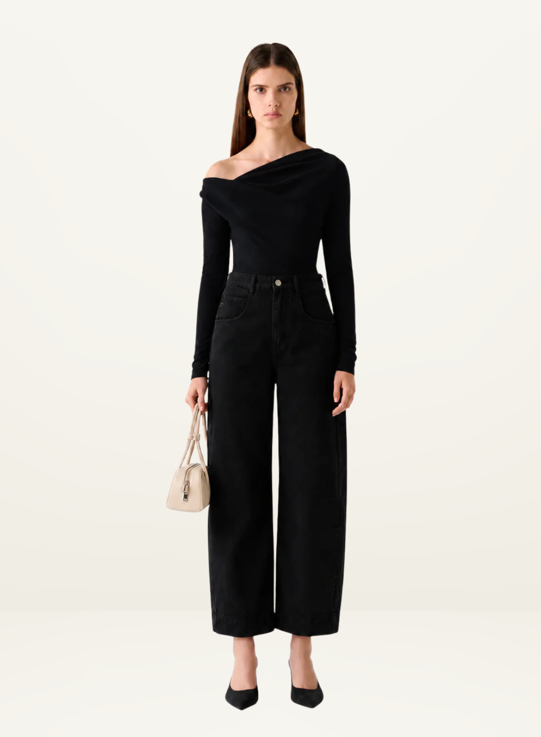 Esmaee Mayfair Barrel Jean in Black