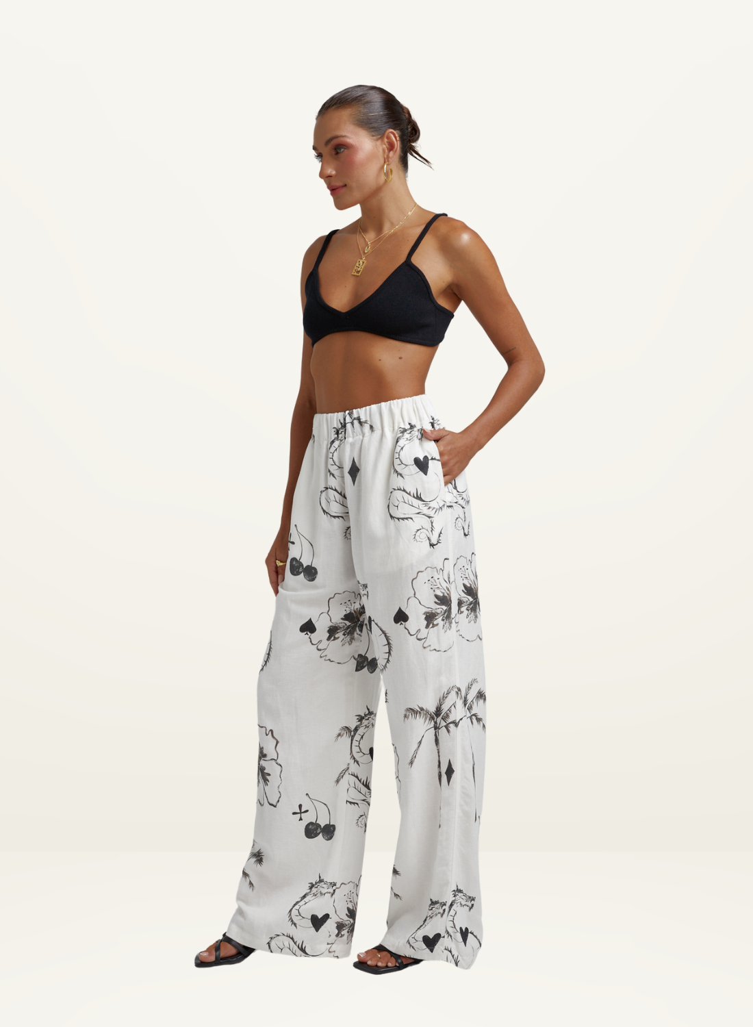 Dragon Of Hearts Linen Pant BLACK Summi Summi-Summi Summi-Frolic Girls