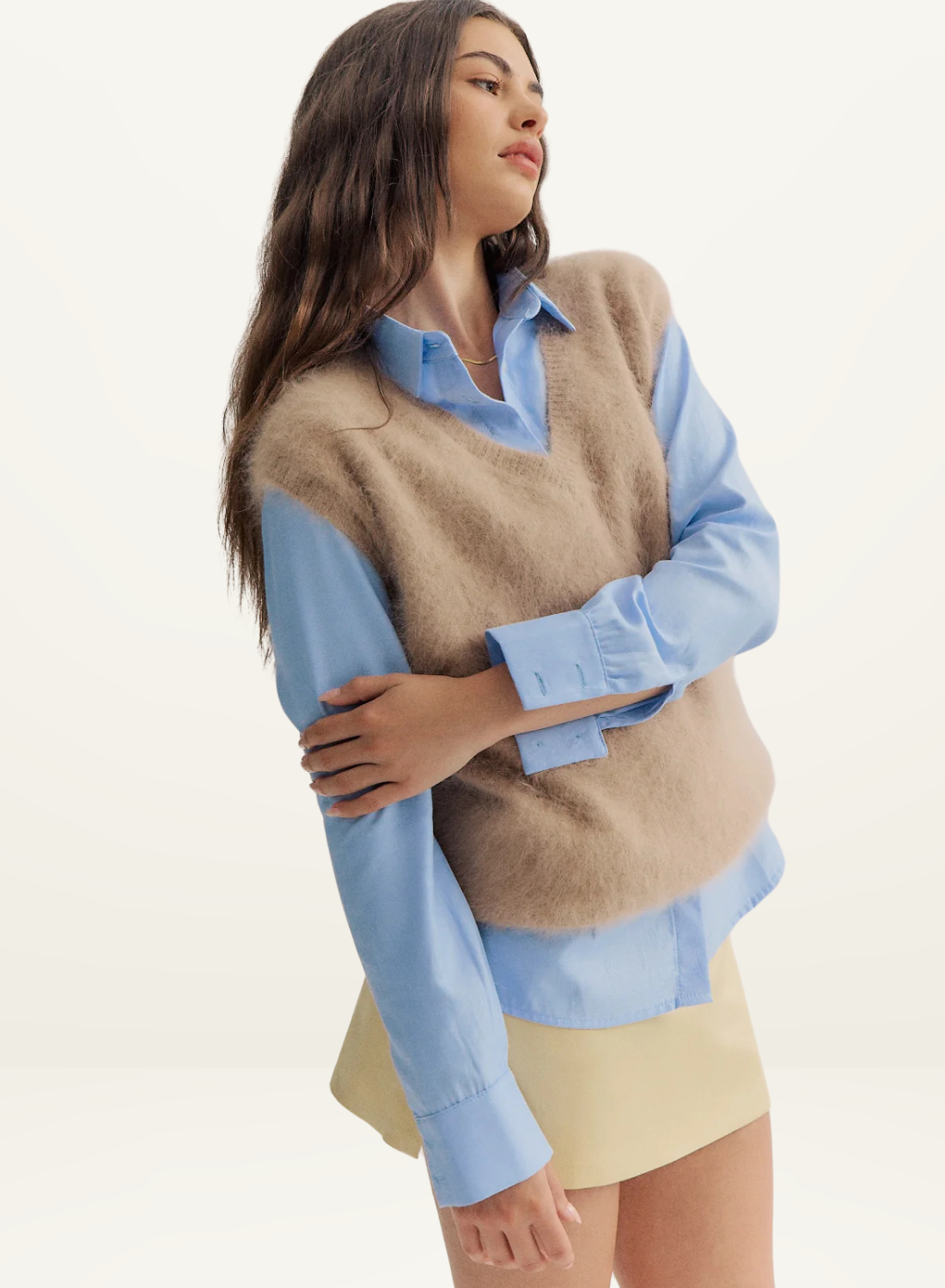 World Of Nomads Ebony Vest in LATTE
