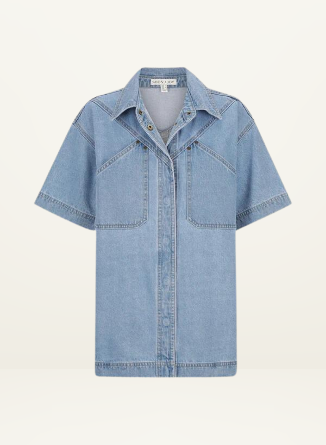 Stella Short Sleeve Denim Shirt in MID BLUE Shona Joy-Shona Joy-Frolic Girls