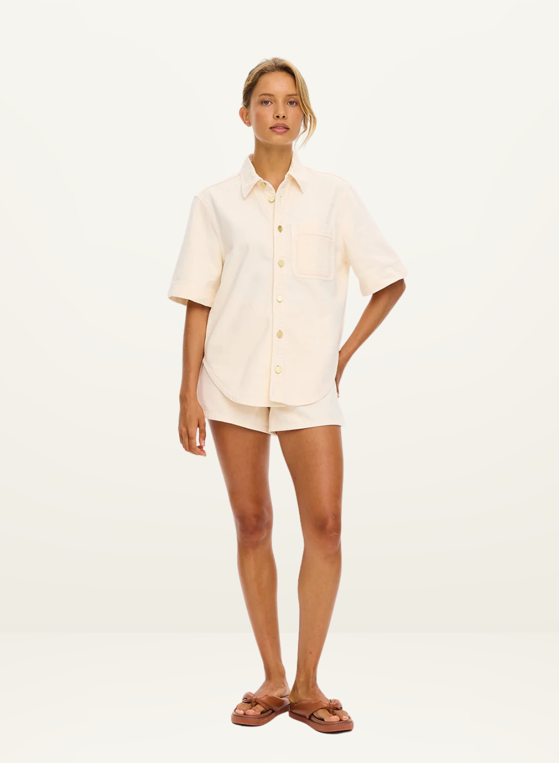 Kivari Ariana Denim Shirt in Rosewater