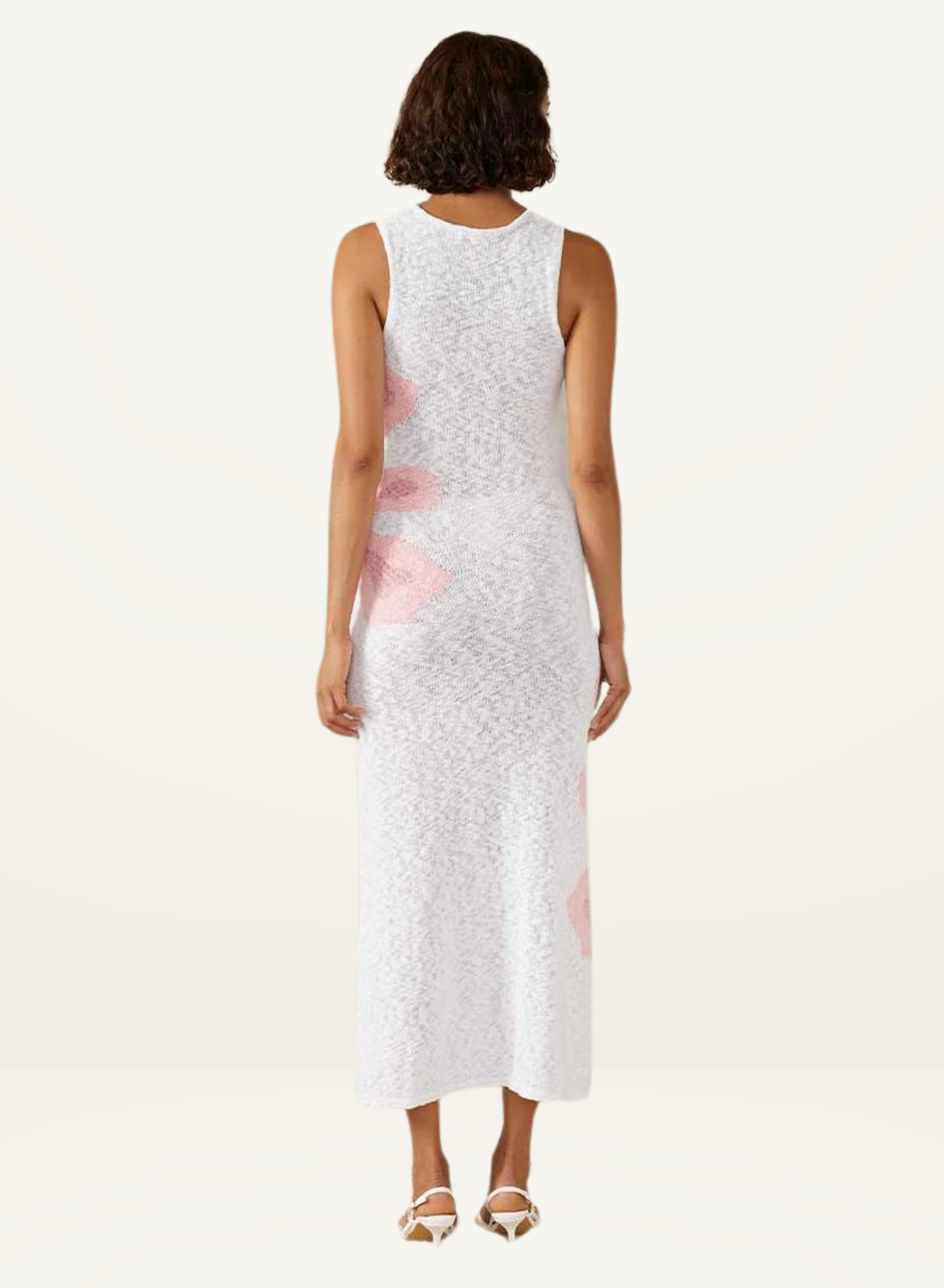 Bloom Knit Midi Dress WHITE &amp; PINK Mon Renn-MØN RENN-Frolic Girls