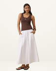 Zoe Contour Rib Scoop Tank in Chocolate