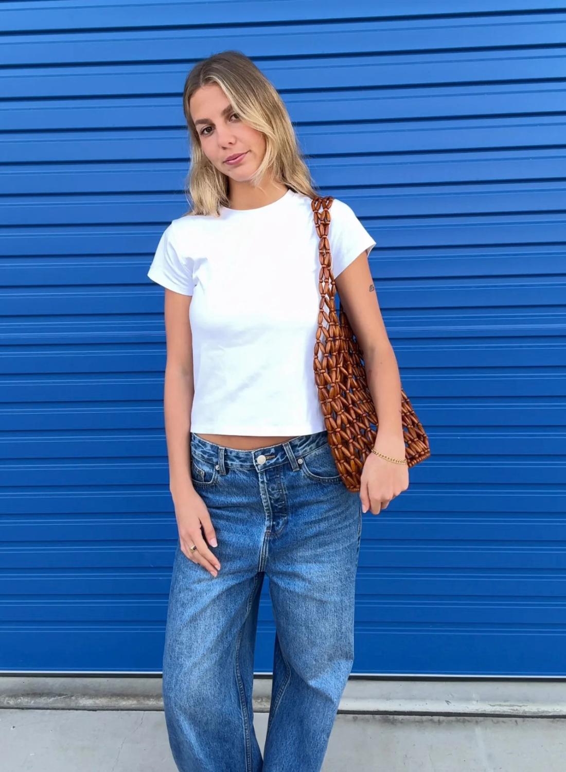 Aelia Beaded Bucket Bag in Brown