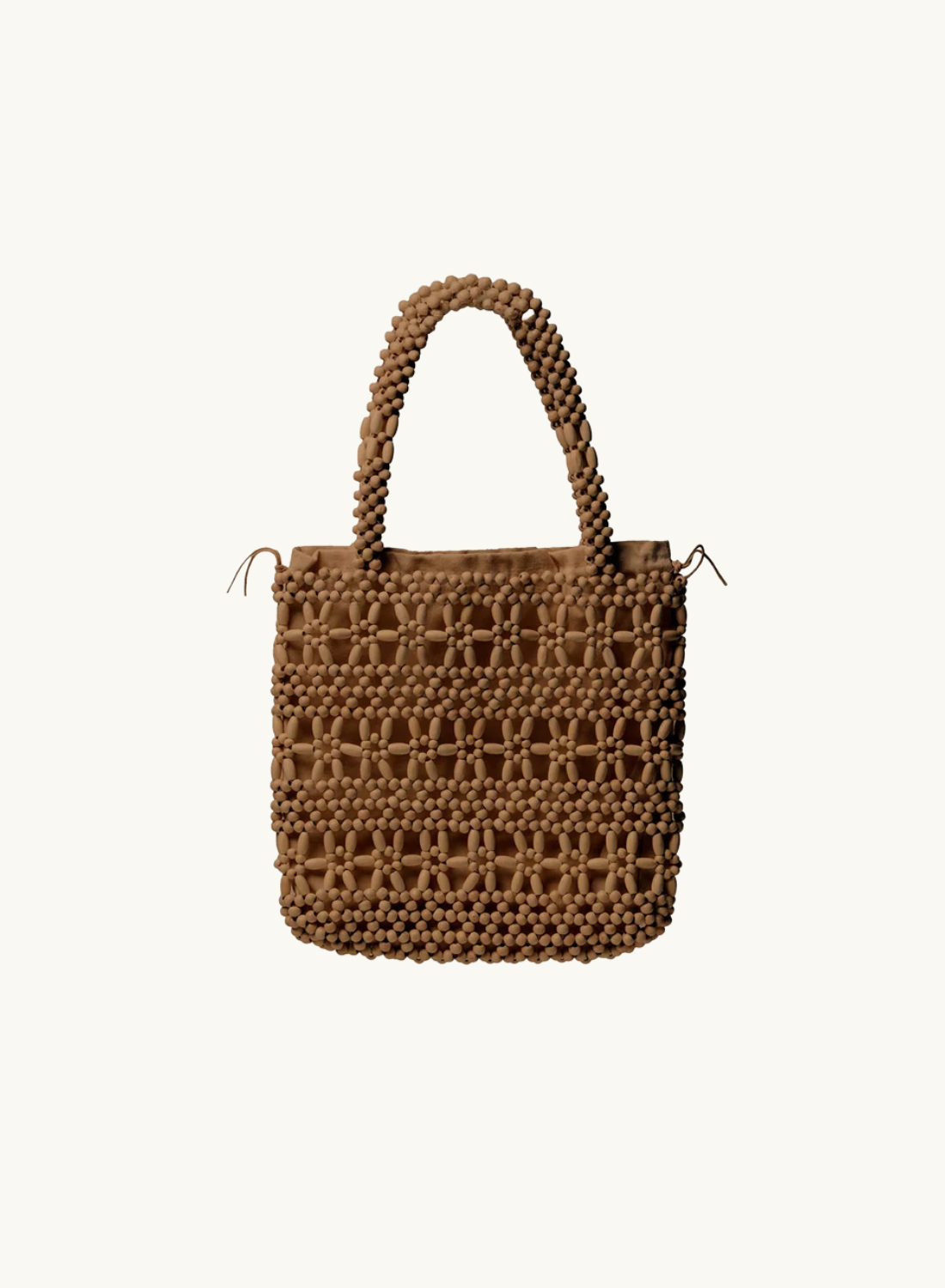La Tribe Flower Beaded Bag in Tan