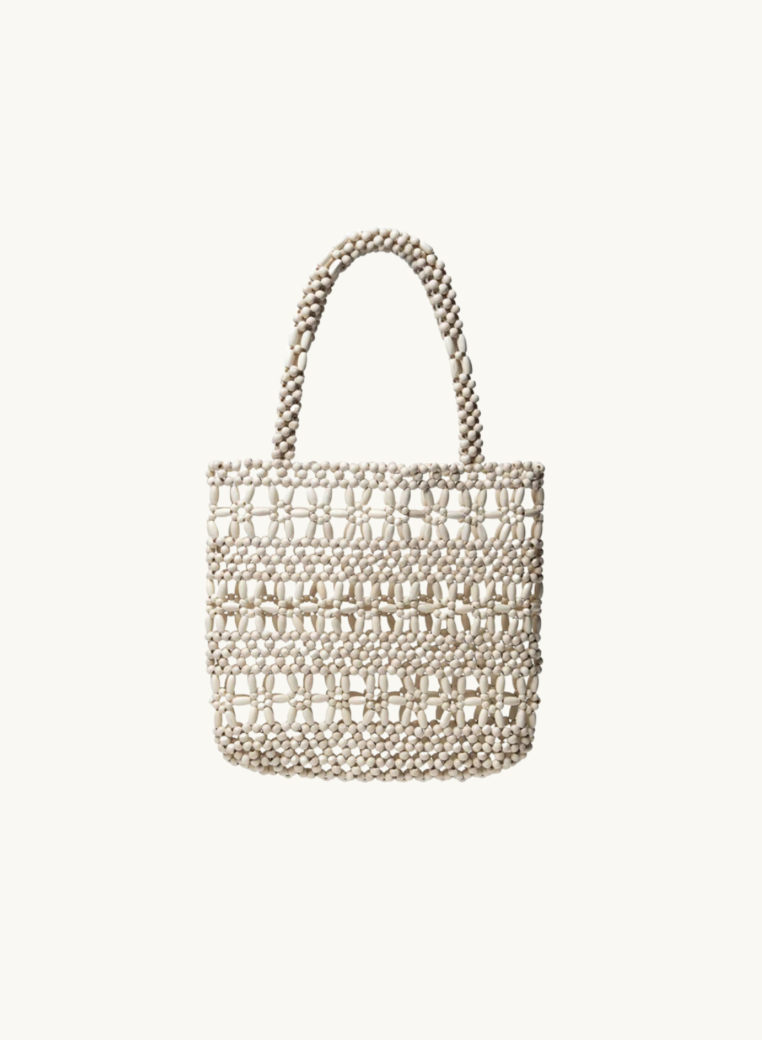 La Tribe Flower Beaded Bag in Cream