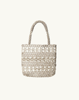 La Tribe Flower Beaded Bag in Cream