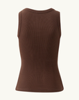 Zoe Contour Rib Scoop Tank in Chocolate