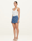 Kivari Laguana Printed Denim Short in Blue