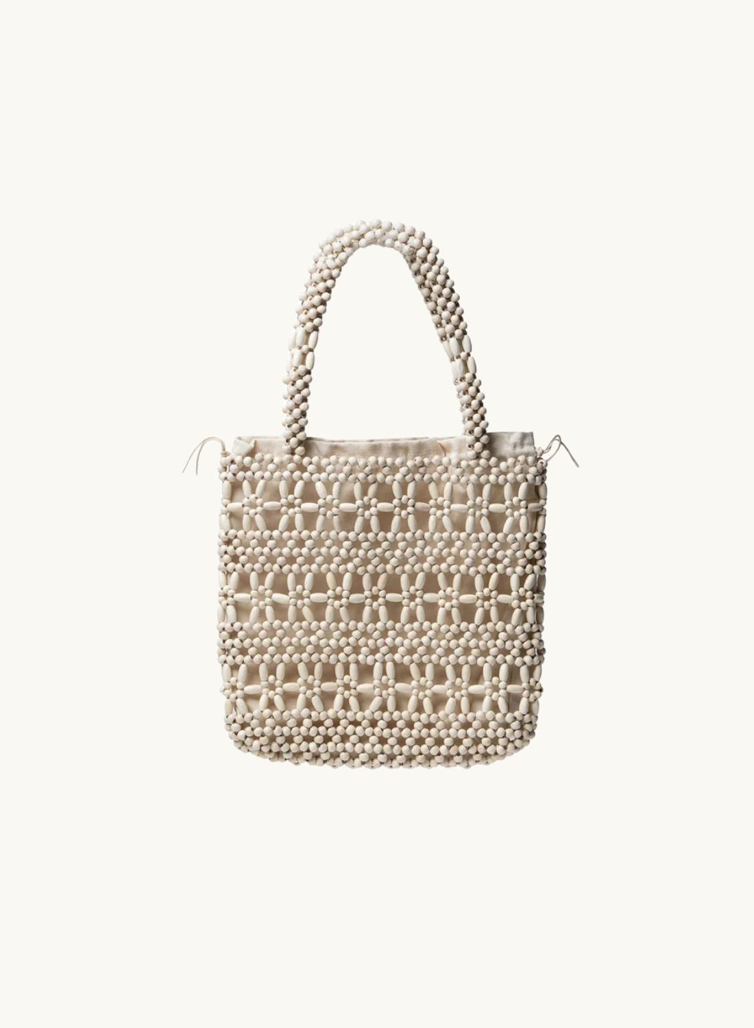 La Tribe Flower Beaded Bag in Cream