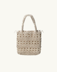La Tribe Flower Beaded Bag in Cream