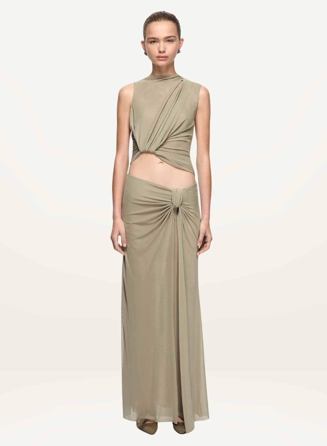 Bec + Bridge Oria Drape Top in Light Khaki