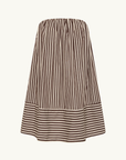 Faithfull Camila strapless cotton mini dress in Rita stripe port with a shirred elastic neckline and wide hem panel.