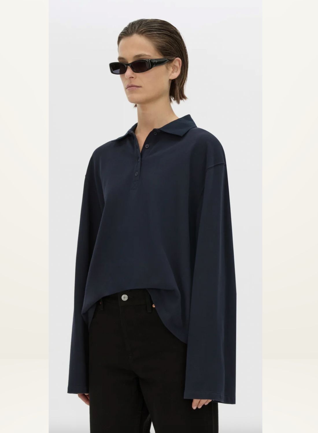 Camilla and Marc Moreno Long Sleeve Polo in Navy