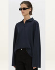 Camilla and Marc Moreno Long Sleeve Polo in Navy