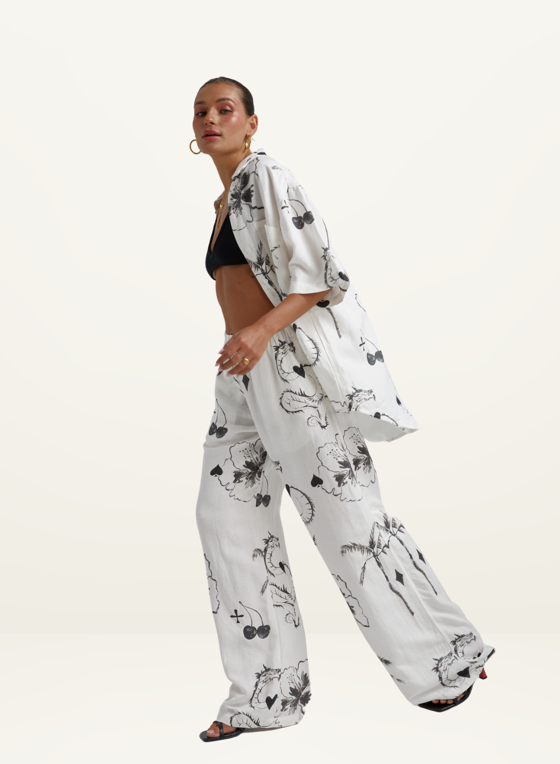 Dragon Of Hearts Linen Pant BLACK Summi Summi-Summi Summi-Frolic Girls