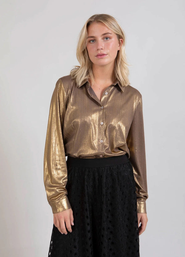 Metallic Shirt GOLD Coster Copenhagen-Coset Copenhagen-Frolic Girls