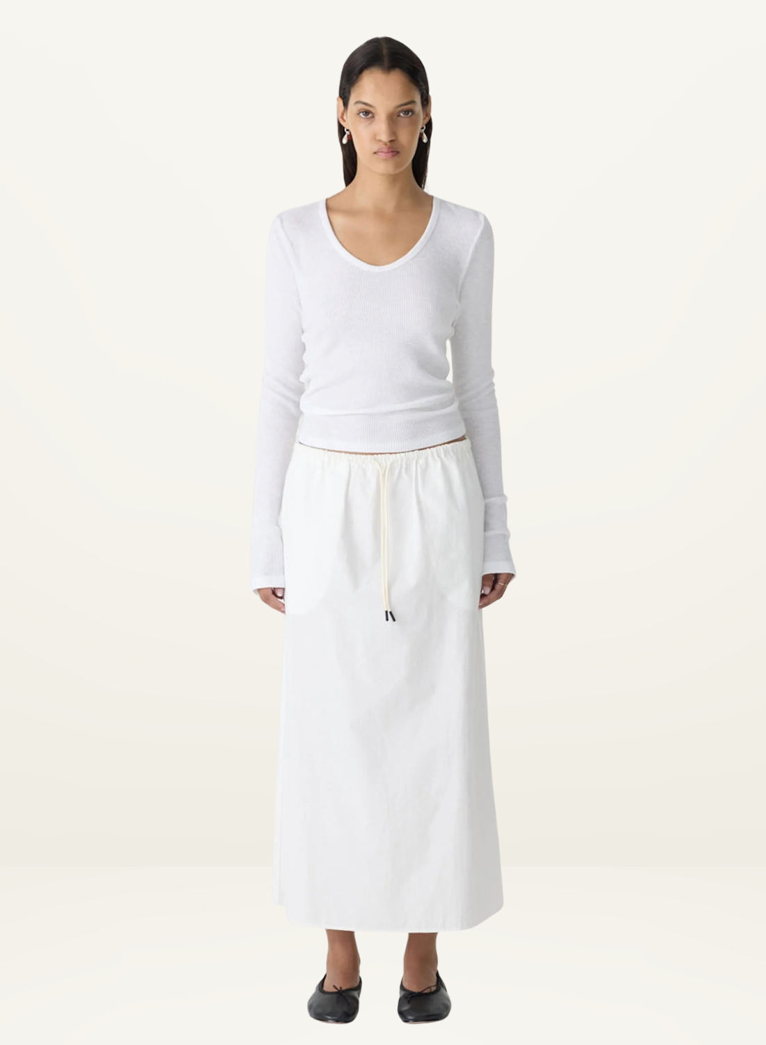 Bassike Crushed Cotton Minimal Skirt in Natural