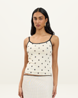 With Harper Lu Polka Dot Mesh Midi Skirt in Ivory