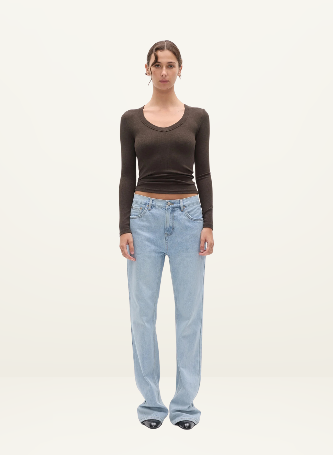 Bayse Grace Long Sleeve Top in Espresso