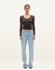 Bayse Grace Long Sleeve Top in Espresso