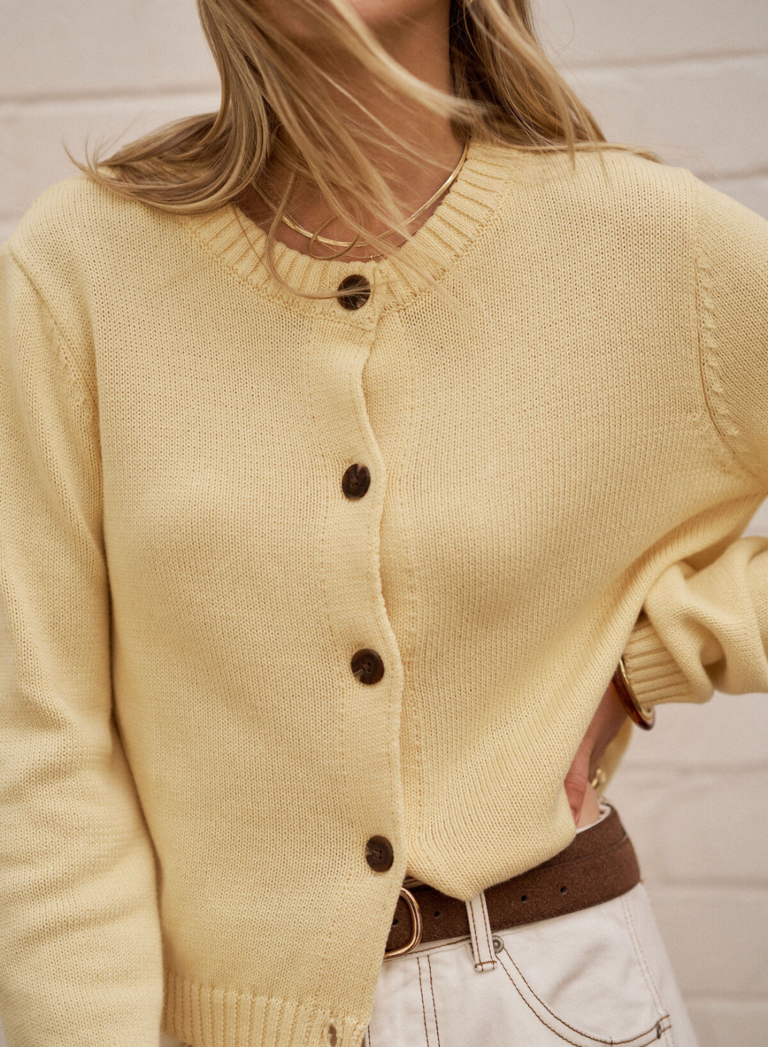 Ceres Nelly Long Sleeve Cardigan in Butter Yellow