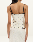 With Harper Lu Polka Dot Mesh Camisole in Ivory