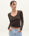 Bayse Grace Long Sleeve Top in Espresso