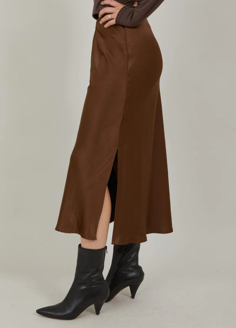Skyler Mid Length Skirt METALLIC BROWN Coster Copenhagen-Coset Copenhagen-Frolic Girls