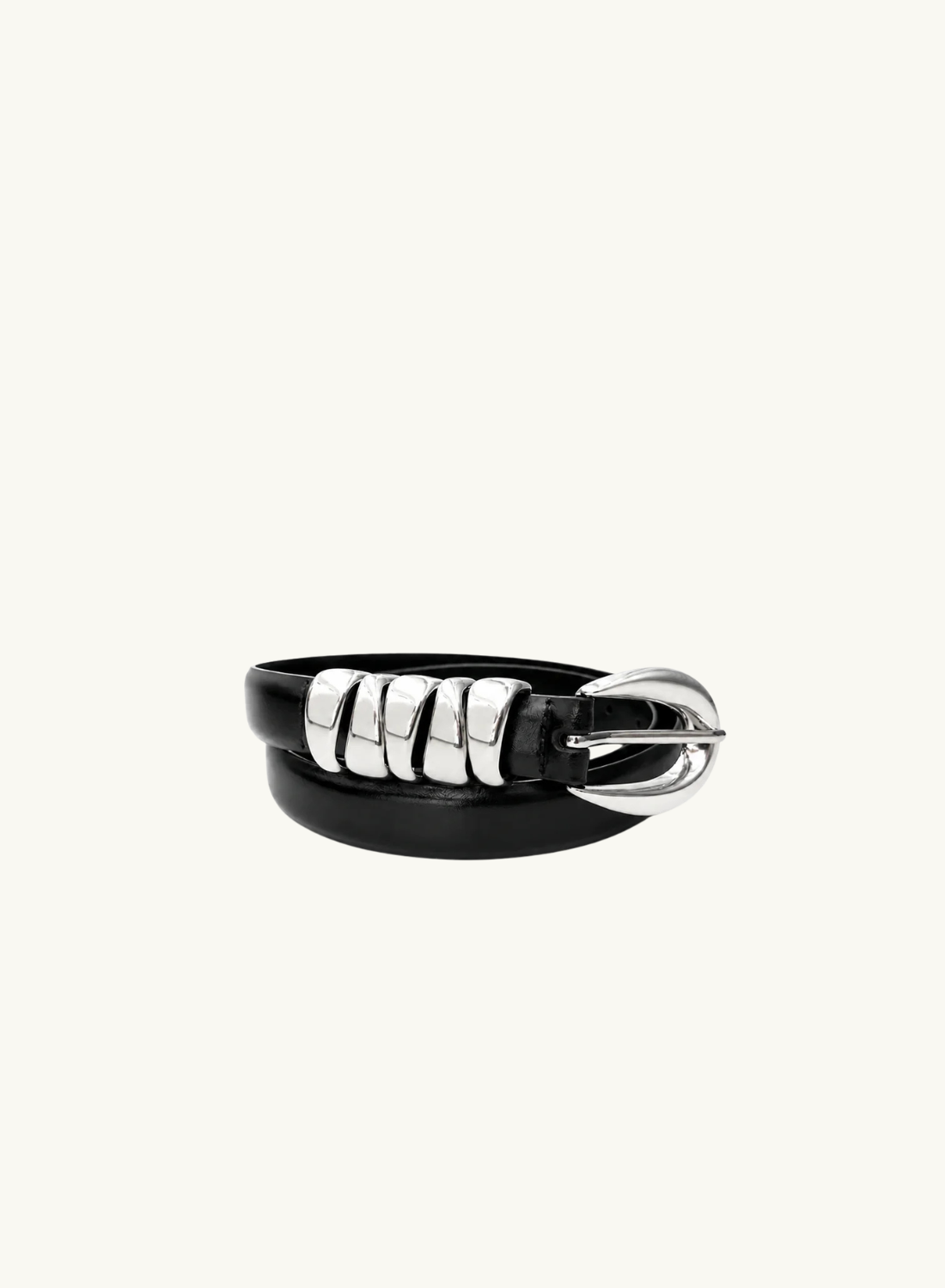 Aelia Molten Silver Loop Belt in Black
