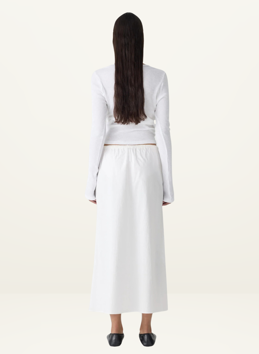 Bassike Crushed Cotton Minimal Skirt in Natural