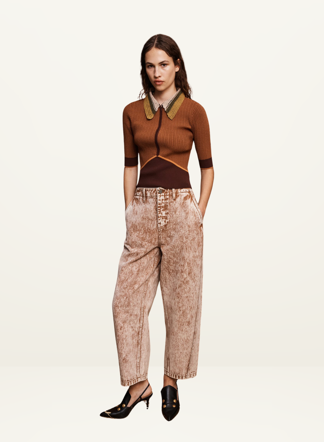 Alemais Spur Denim Cropped Jean