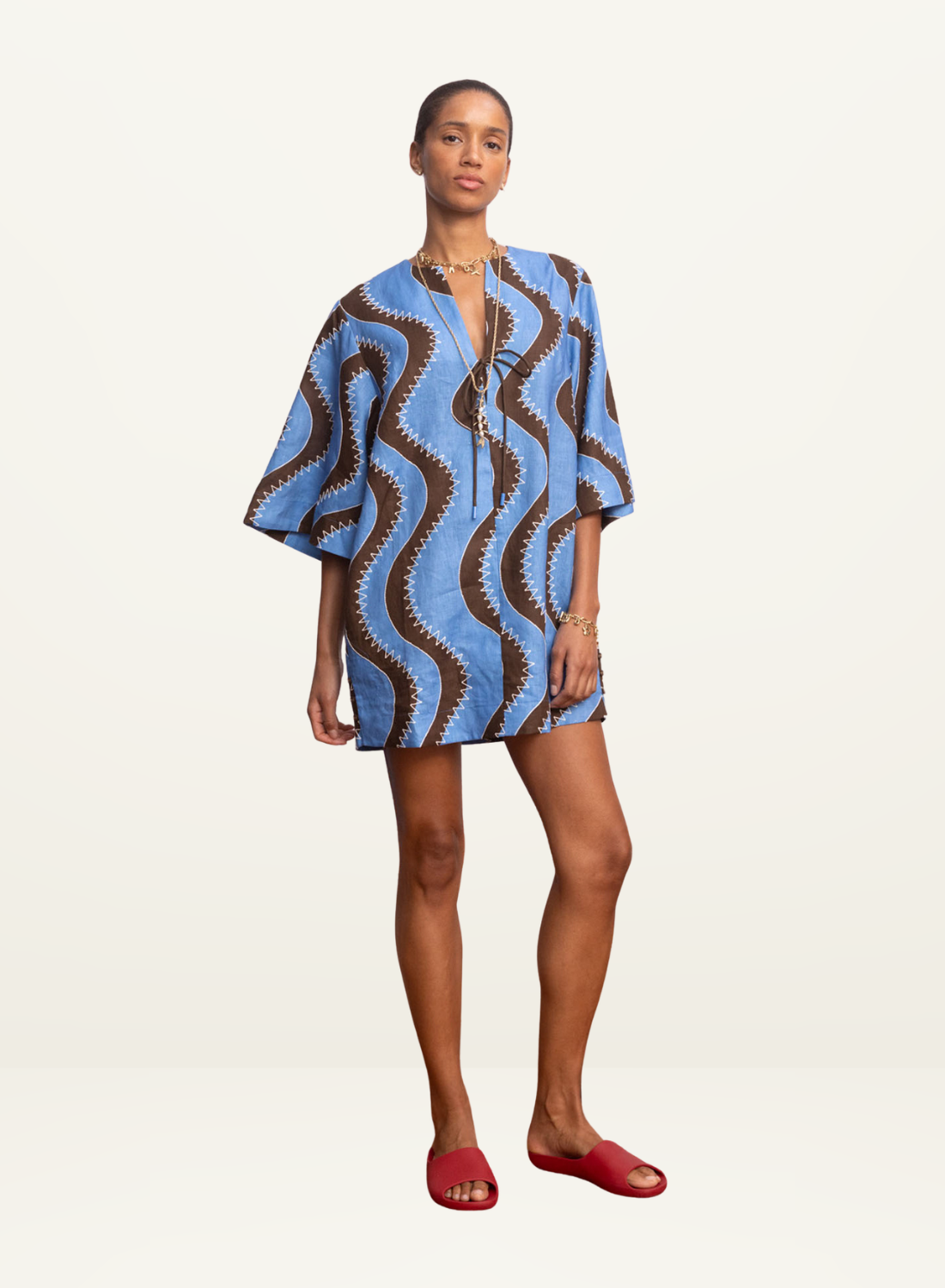 Alemais Frankie Mini Dress in Blue and Chocolate