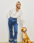 Alemais Giulia Embroidered Blouse in IVORY