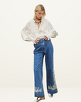 Alemais Giulia Embroidered Blouse in IVORY