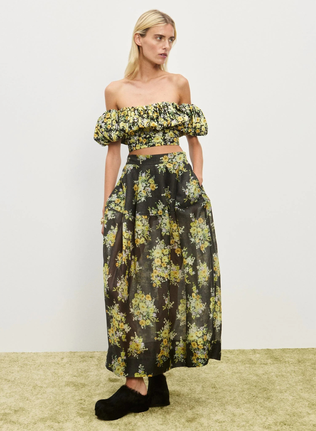 Alemais Nina Skirt in Black Floral