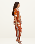 Alemais Soleil D'Amour Silk Tapered Pant in RUST