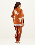 Alemais Soleil D'Amour Silk Tapered Pant in RUST