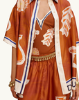 Alemais Soleil D'Amour Silk Tapered Pant in RUST