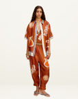 Alemais Soleil D'Amour Silk Tapered Pant in RUST