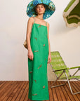 Alemais Wanda Embroidered Midi Dress in EMERALD
