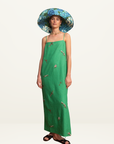 Alemais Wanda Embroidered Midi Dress in EMERALD