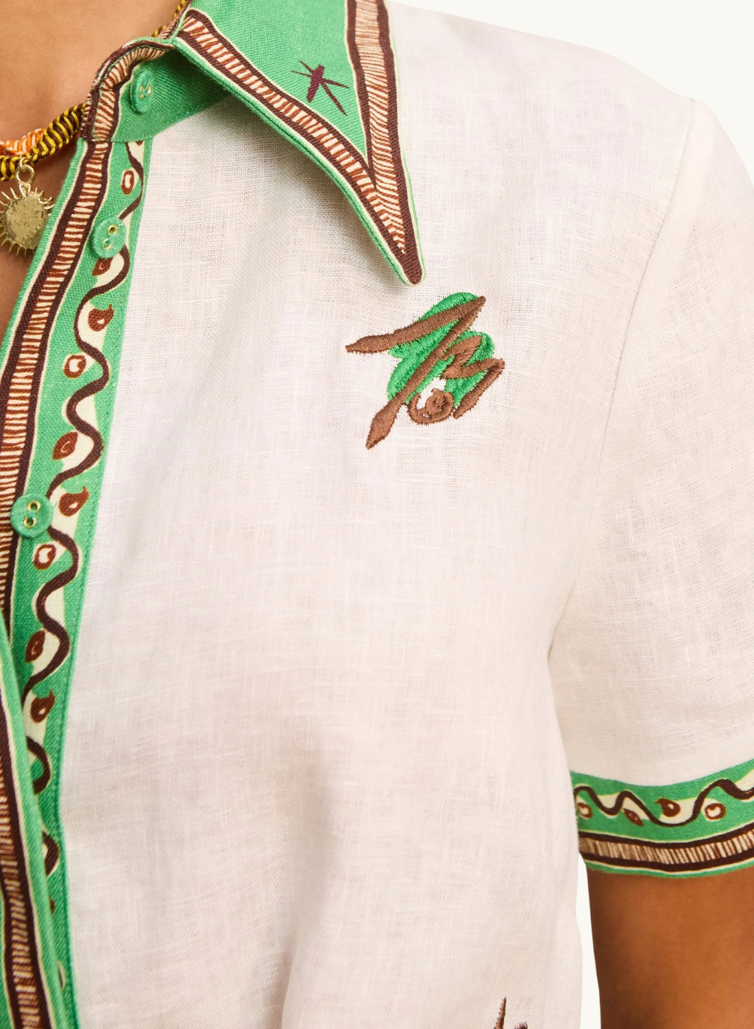 Alemais Wanda Embroidered ShirtDress in IVORY