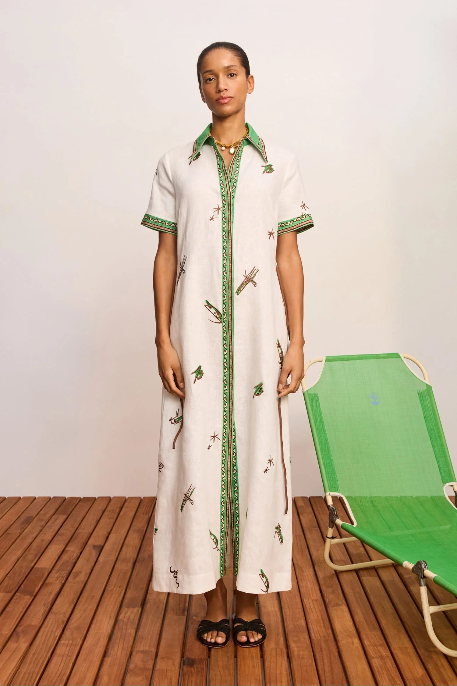 Alemais Wanda Embroidered ShirtDress in IVORY