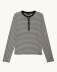 Anine Bing Alessia Long Sleeve Tee in CREAM and BLACK STRIPE