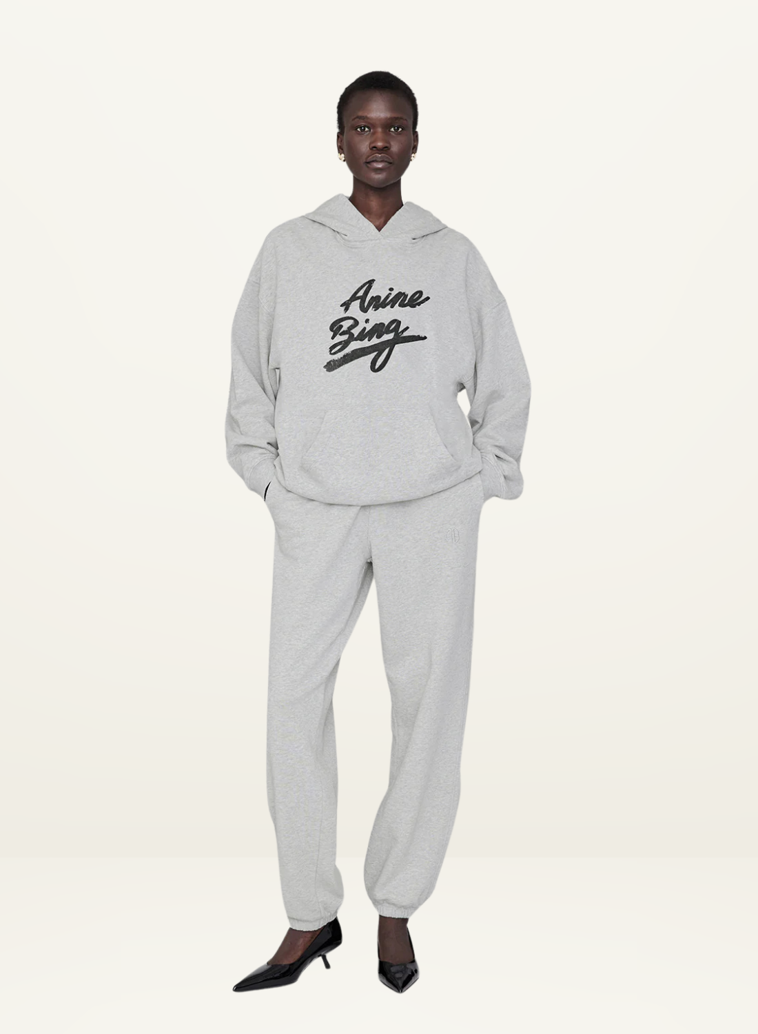 Anine Bing Harvey Sweatshirt Signature in HEATHER GREY